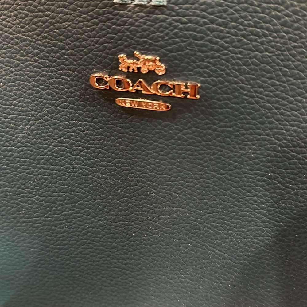 Teal Coach bag with hand and should straps. - Picture 2 of 6